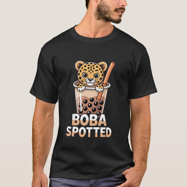 Boba Spotted Funny Bubble Tea Leopard Cub T-Shirt (Front)