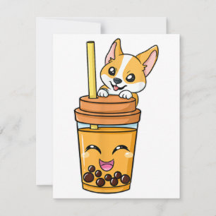Boba Tapioca Pearls Bubble Milk Tea Drink Corgi Do Invitation