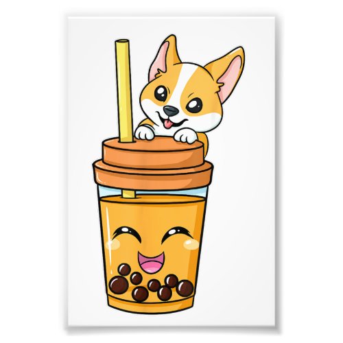 Boba Tapioca Pearls Bubble Milk Tea Drink Corgi Do Photo Print