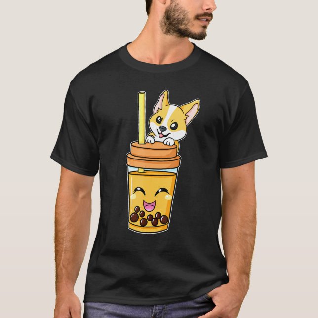 Boba Tapioca Pearls Bubble Milk Tea Drink Corgi Do T-Shirt (Front)