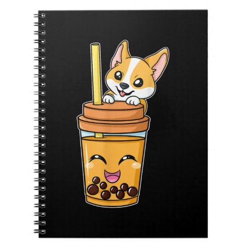 Boba Tapioca Pearls Bubble Milk Tea Drink Corgi Notebook