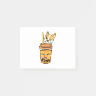 Boba Tapioca Pearls Bubble Milk Tea Drink Corgi Post-it Notes