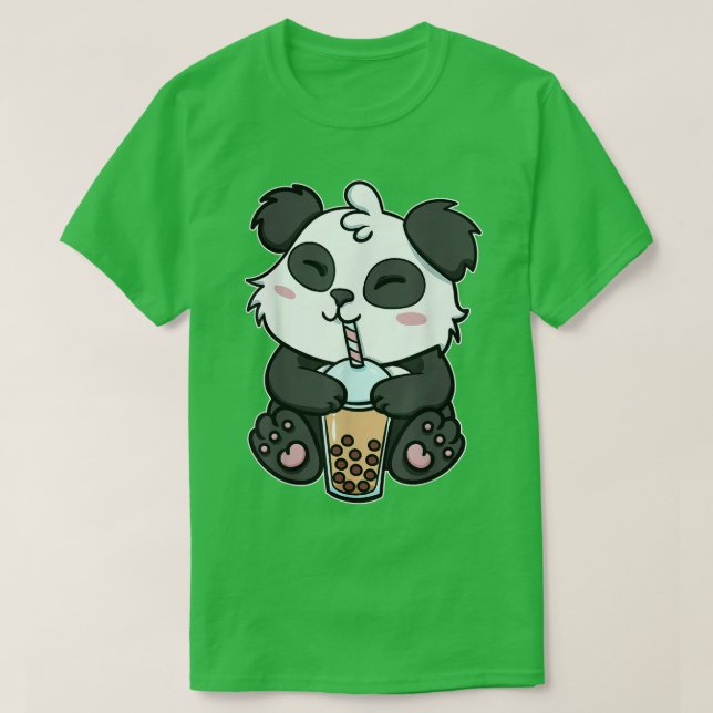 Boba Tapioca Pearls Bubble Milk Tea Drink Panda Lo T-Shirt (Design Front)