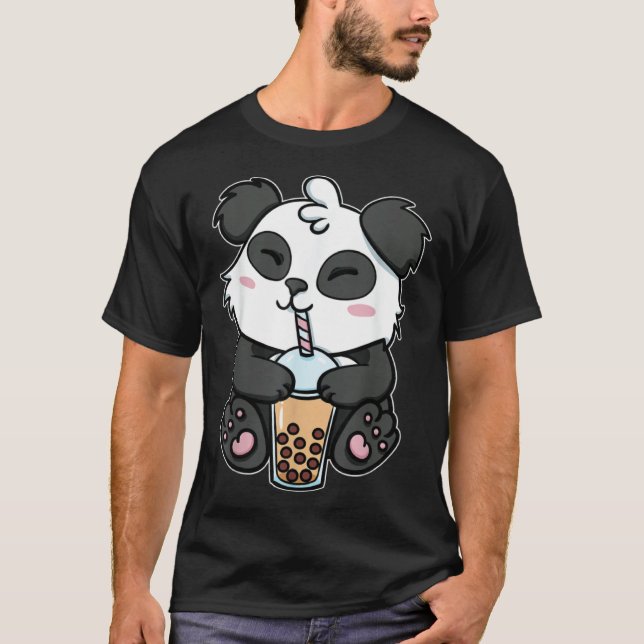 Boba Tapioca Pearls Bubble Milk Tea Drink Panda T-Shirt (Front)