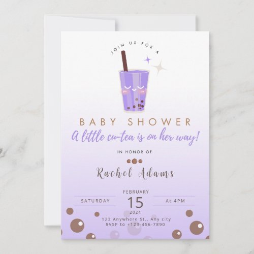 Boba Tea Babyshower Invitation Baby Girl