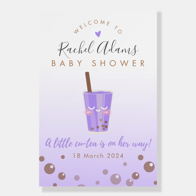Boba Tea Babyshower Welcome Sign Cutea (Front)