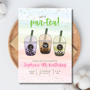 Boba Tea Birthday Party Bubble Kids Tea Party Invitation