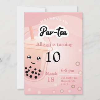 Boba Tea Birthday Party Invitation