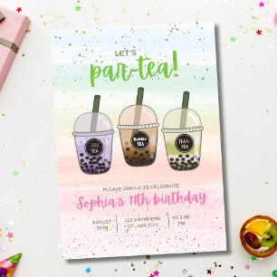 Boba Tea Birthday Party Invitation, Bubble Tea  Invitation