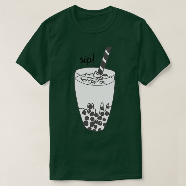 Boba Tea Black and White T-Shirt (Design Front)