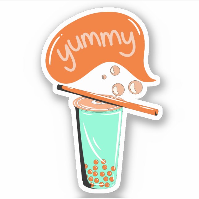 boba tea bubble milk matcha tea brown tea lover  sticker (Front)