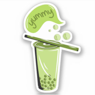 boba tea bubble milk matcha tea green tea lover sticker