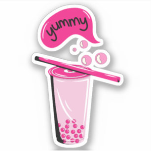 boba tea bubble milk matcha tea pink tea lover sticker