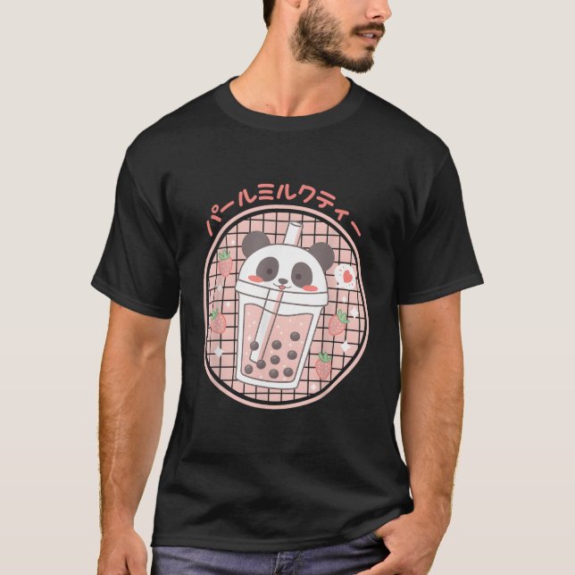 Boba Tea Bubble Milk Panda Kawaii Anime Japanese T-Shirt (Front)