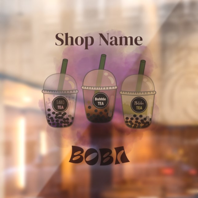 Boba Tea , Bubble milk tea Window Cling (Sheet 2)