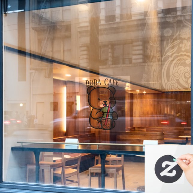 Boba Tea , Bubble milk tea Window Cling (Cafe Window)
