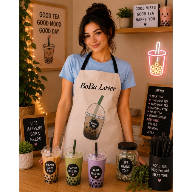boba tea bubble tea apron (Creator Uploaded)
