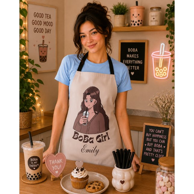boba tea bubble tea apron (Creator Uploaded)