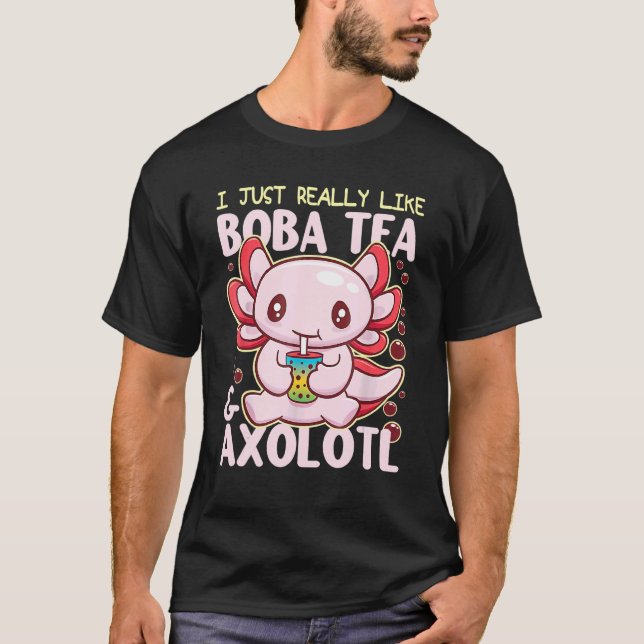 Boba Tea Bubble Tea Axolotl  Axolotl T-Shirt (Front)