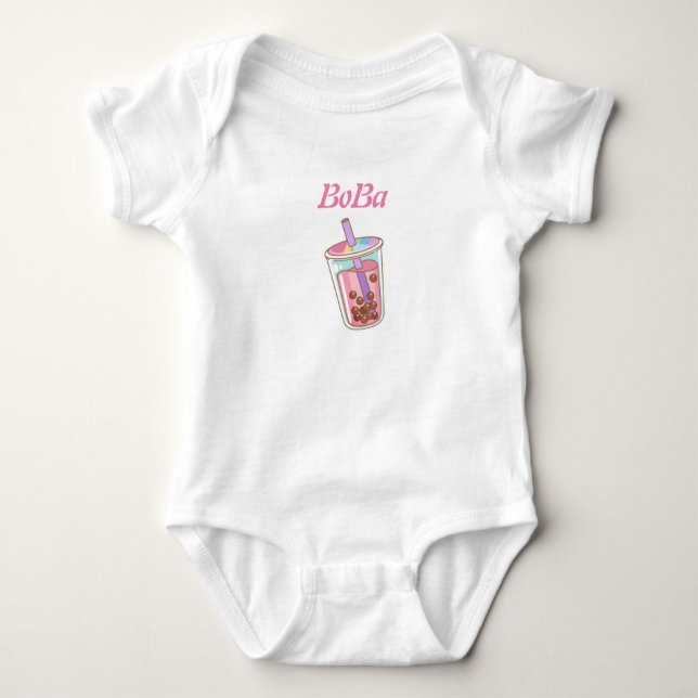 boba tea bubble tea  baby bodysuit (Front)