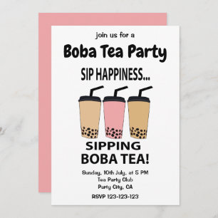 Boba Tea Bubble Tea Boba Tea Party Invitation