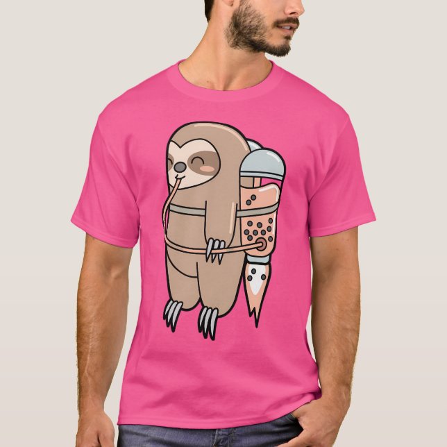 Boba Tea Bubble Tea  Cute Kawaii Sloth T-Shirt (Front)