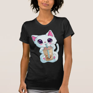 Boba Tea Cat Anime For Women Kawaii Bubble Tea Ne T-Shirt