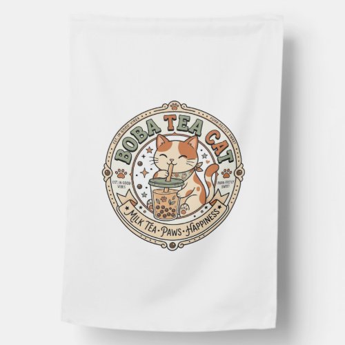 Boba Tea Cat Boba Tea Cat Vintage Vector Art Shirt House Flag