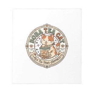 Boba Tea Cat Boba Tea Cat Vintage Vector Art Shirt Notepad