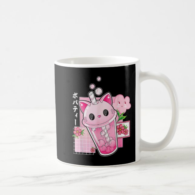 Boba Tea Cat Bubble Tea Kawaii Anime Japanese Girl Coffee Mug (Right)