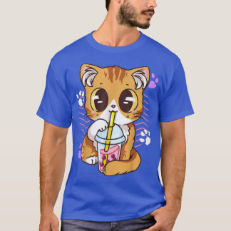 Boba Tea Cat Bubble Tea Kawaii Anime Japanese Girl T-Shirt