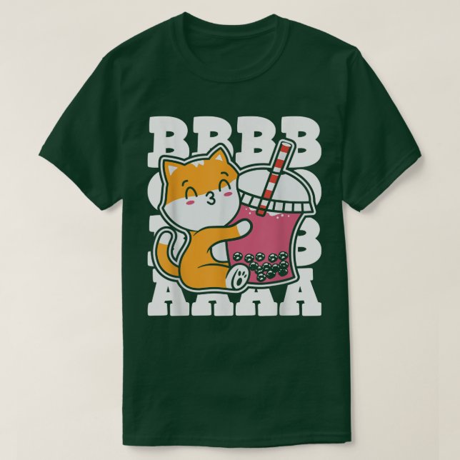 Boba Tea Cat Bubble Tea Kawaii Anime Japanese Milk T-Shirt (Design Front)