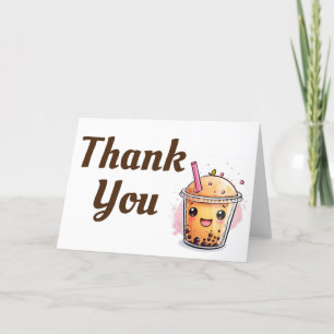 Boba Tea Character Letterpress Thank You Card