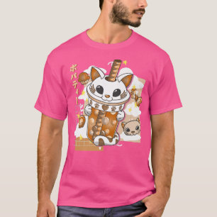 Boba Tea Cute Cat Bubble Tea Kawaii Anime Japanese T-Shirt