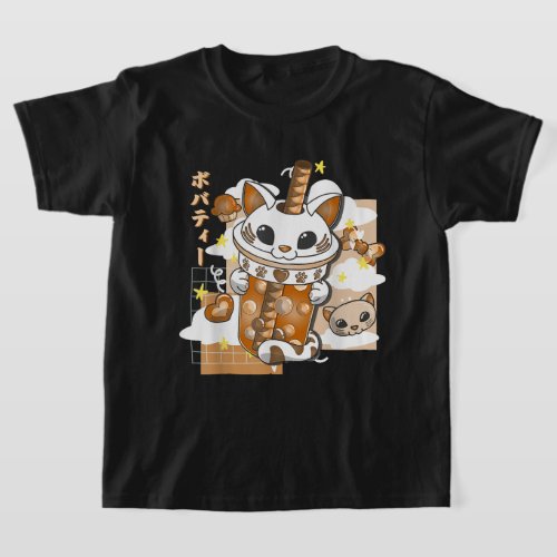 Boba Tea Cute Cat Bubble Tea Kawaii Anime Japanese T_Shirt