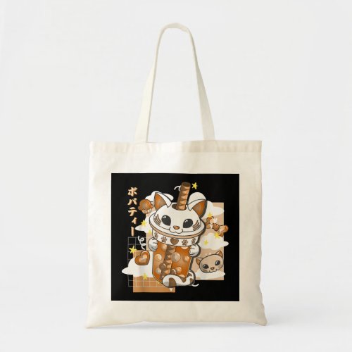 Boba Tea Cute Cat Bubble Tea Kawaii Anime Japanese Tote Bag