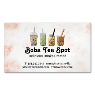 Boba Tea Drinks Variety Business Card Magnet