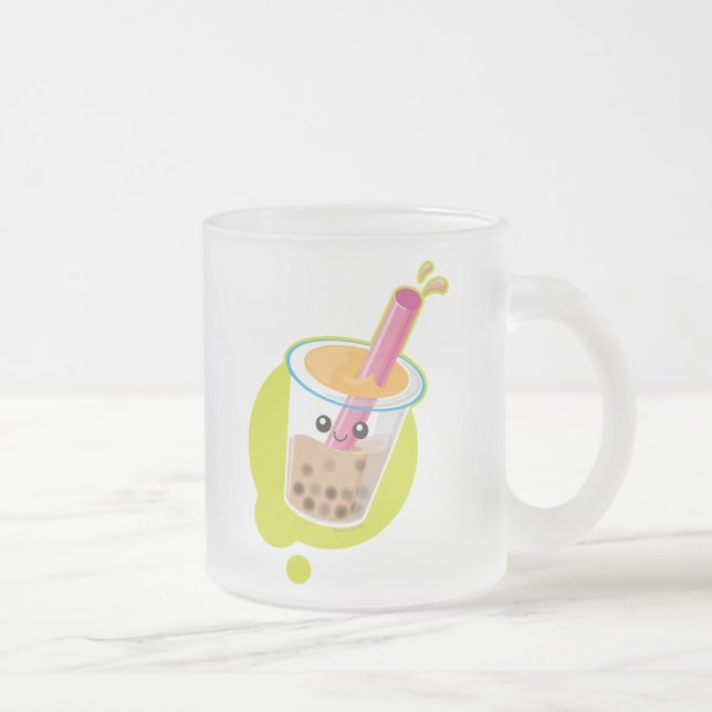Boba Tea Frosted Glass Coffee Mug (Right)