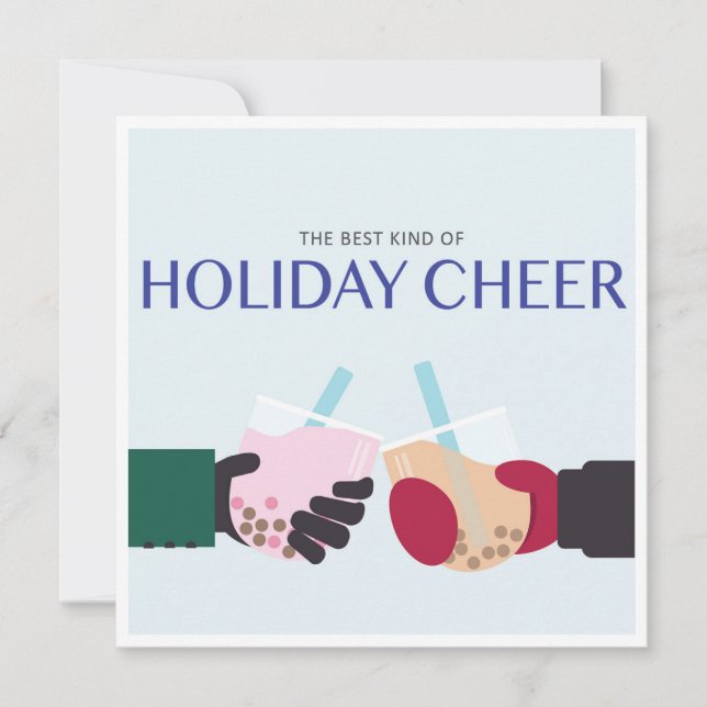 Boba Tea Holiday Winter Cheer New Year Bubble Tea Card (Front)