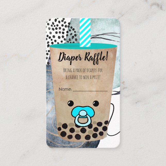 Boba Tea Inspired Baby Shower Diaper Raffle Enclosure Card (Front)