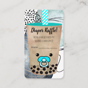 Boba Tea Inspired Baby Shower Diaper Raffle Enclosure Card