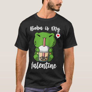 Boba Tea is My Valentine Frog Anti Valentines Day T-Shirt