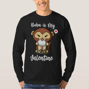 Boba Tea is My Valentine Monkey Anti Valentines Da T-Shirt