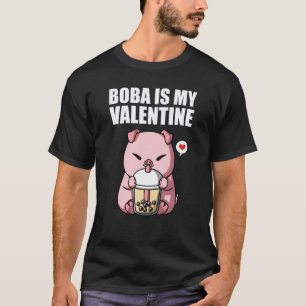 Boba Tea is My Valentine Pig Anti Valentines Day T-Shirt