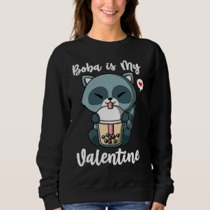 Boba Tea is My Valentine Raccoon Anti Valentines D Sweatshirt