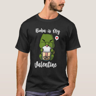 Boba Tea is My Valentine Rex Dinosaur Anti Valenti T-Shirt