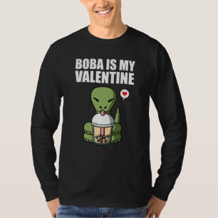 Boba Tea is My Valentine Snake Anti Valentines Day T-Shirt