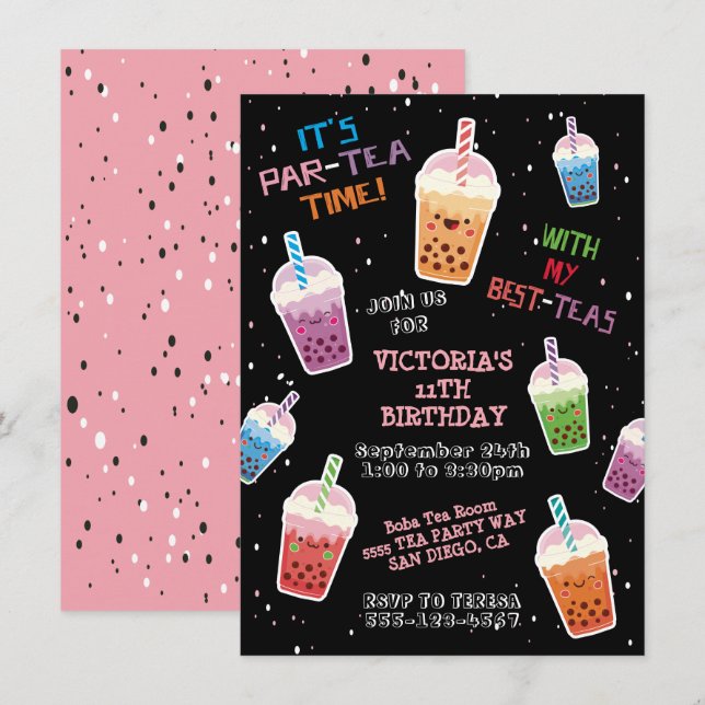 Boba Tea Party Birthday Party Invitation (Front/Back)