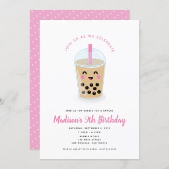 Boba Tea Party Invitation In Pink by Jolie_Jolie_Design at Zazzle