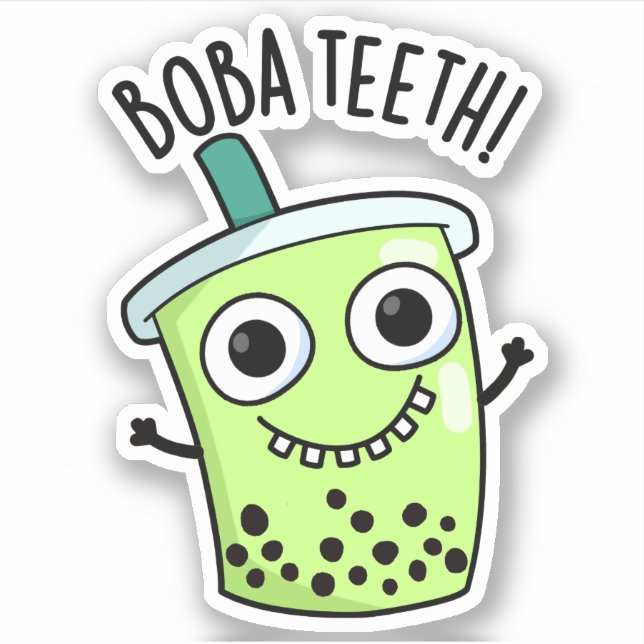 Boba Teeth Funny Boba Tea Pun  Sticker (Front)